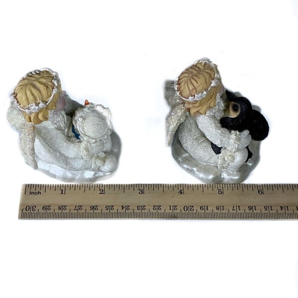 Vintage Snow Angel Figurines Christmas Collectible Snowman Pinquin Glitter Wings - Picture 6 of 16
